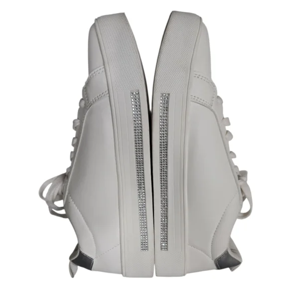 Disney Primark White Rhinestone Mickey Mouse Sneakers Women's Size 9 Silver Trim - Picture 7 of 11